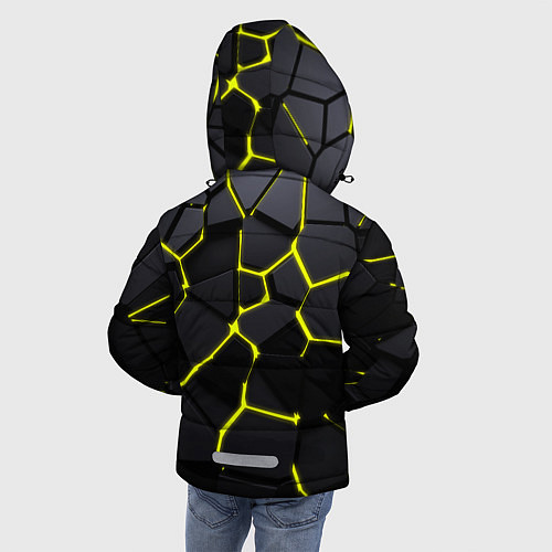 Зимняя куртка для мальчика Желтые плиты киберпанк / 3D-Черный – фото 4
