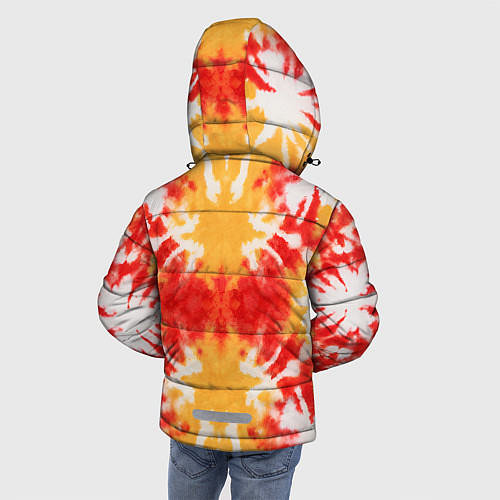 Зимняя куртка для мальчика Красно-желтый тай дай / 3D-Черный – фото 4