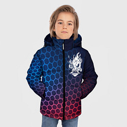 Куртка зимняя для мальчика Cyberpunk 2077 неоновые соты, цвет: 3D-черный — фото 2