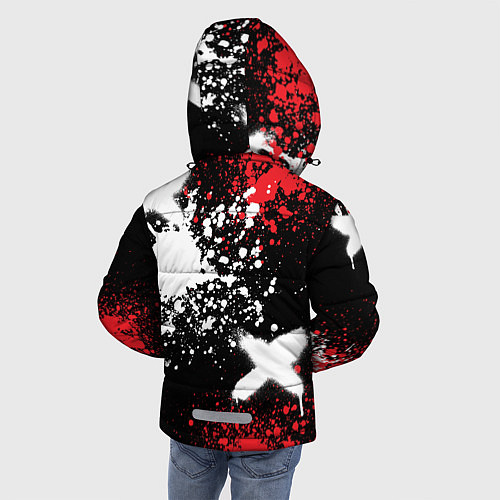 Зимняя куртка для мальчика BMW на фоне граффити и брызг красок / 3D-Черный – фото 4