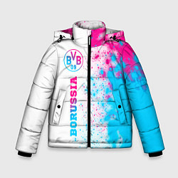 Куртка зимняя для мальчика Borussia neon gradient style по-вертикали, цвет: 3D-черный