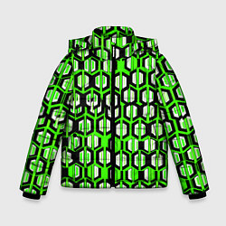 Зимняя куртка для мальчика Техно узор из шестиугольников зелёный