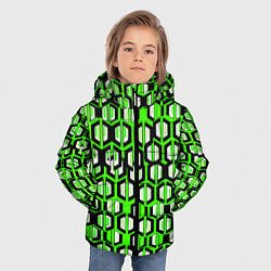 Куртка зимняя для мальчика Техно узор из шестиугольников зелёный, цвет: 3D-черный — фото 2