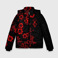 Куртка зимняя для мальчика Клеймо жертвы из аниме Берсерк - красные цветы, цвет: 3D-красный