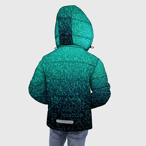 Зимняя куртка для мальчика Градиент мелкая мозаика аквамарин / 3D-Черный – фото 4