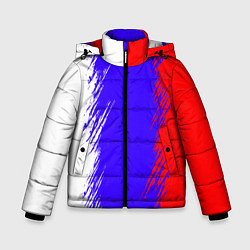 Куртка зимняя для мальчика Штрихи триколор, цвет: 3D-черный