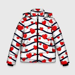 Куртка зимняя для мальчика Сердца на линиях, цвет: 3D-красный