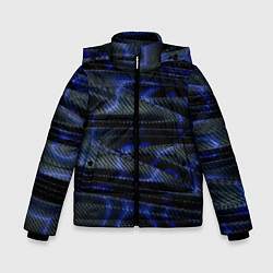 Куртка зимняя для мальчика Темно синие карбоновые волны, цвет: 3D-светло-серый