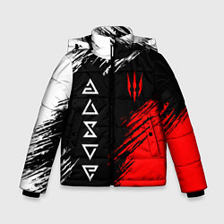Куртка зимняя для мальчика Дикая охота и знаки, цвет: 3D-красный