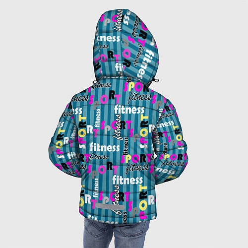 Зимняя куртка для мальчика Текстовый спортивный узор полосатый яркий / 3D-Черный – фото 4
