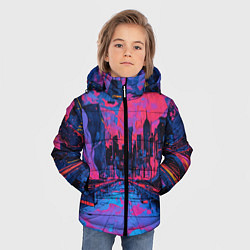 Куртка зимняя для мальчика Город в психоделических цветах, цвет: 3D-черный — фото 2