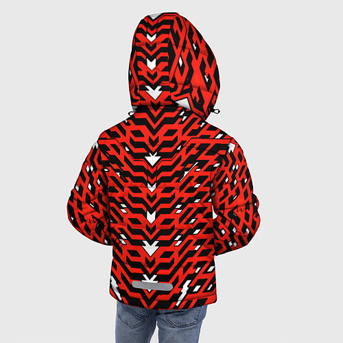 Зимняя куртка для мальчика Агрессивный красныйй паттерн / 3D-Черный – фото 4