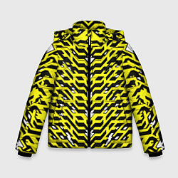 Куртка зимняя для мальчика Агрессивный жёлтый паттерн, цвет: 3D-черный