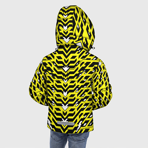 Зимняя куртка для мальчика Агрессивный жёлтый паттерн / 3D-Черный – фото 4