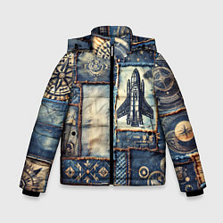 Зимняя куртка для мальчика Космический корабль - пэчворк