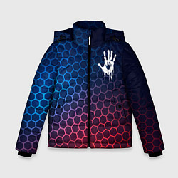 Куртка зимняя для мальчика Death Stranding неоновые соты, цвет: 3D-черный