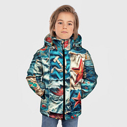 Куртка зимняя для мальчика Пэчворк джинсы из СССР, цвет: 3D-красный — фото 2