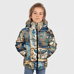 Куртка зимняя для мальчика Пэчворк из Египетских мотивов, цвет: 3D-черный — фото 2