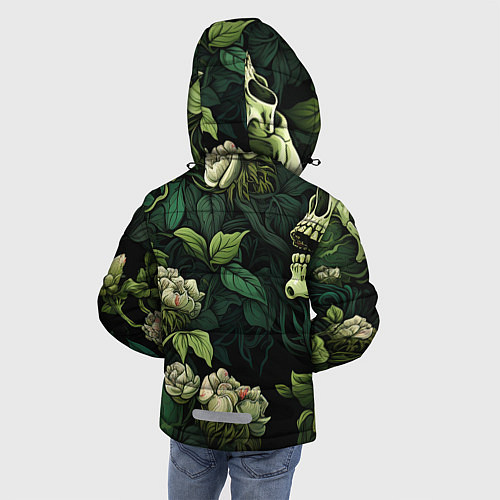 Зимняя куртка для мальчика Черепа в поле цветов / 3D-Черный – фото 4