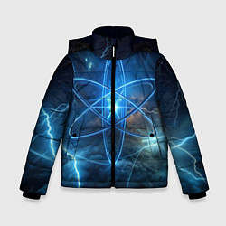 Куртка зимняя для мальчика Светящийся атом и молнии, цвет: 3D-светло-серый
