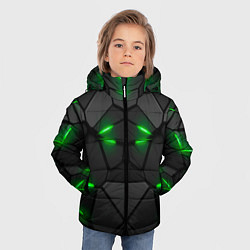 Куртка зимняя для мальчика Броня в стиле киберпанка в виде плит, цвет: 3D-черный — фото 2