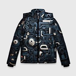 Куртка зимняя для мальчика Паттерн-узор из толстых линий, цвет: 3D-светло-серый