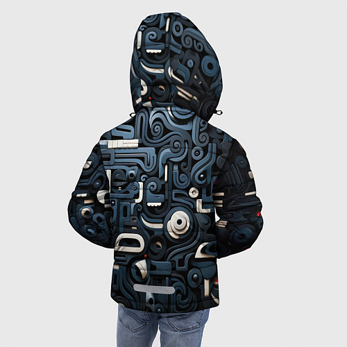 Зимняя куртка для мальчика Паттерн-узор из толстых линий / 3D-Черный – фото 4