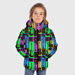 Куртка зимняя для мальчика Красочные гитары, цвет: 3D-черный — фото 2