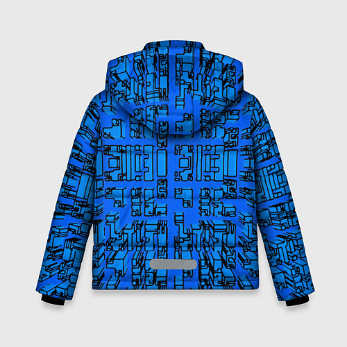 Зимняя куртка для мальчика Синие фигуры с эффектом рыбьего глаза / 3D-Светло-серый – фото 2