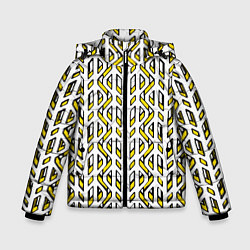 Куртка зимняя для мальчика Жёлто-белый паттерн конструкция, цвет: 3D-черный