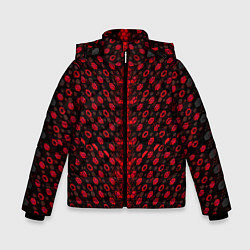 Куртка зимняя для мальчика Красные киберпанк ячейки на белом фоне, цвет: 3D-светло-серый
