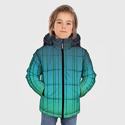 Куртка зимняя для мальчика Хаотичные зеленые линии, цвет: 3D-светло-серый — фото 2