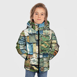 Куртка зимняя для мальчика Джинсы с камуфляжем пэчворк, цвет: 3D-красный — фото 2
