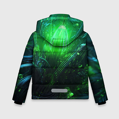 Зимняя куртка для мальчика Зеленая кислотная яркая неоновая абстракция / 3D-Светло-серый – фото 2