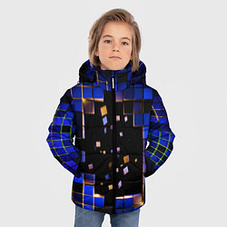 Куртка зимняя для мальчика Окно в пространство - синие кубы, цвет: 3D-светло-серый — фото 2