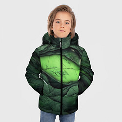 Куртка зимняя для мальчика Разрез на зеленой абстракции, цвет: 3D-светло-серый — фото 2