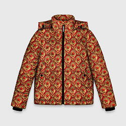 Куртка зимняя для мальчика Звезды в стиле СССР, цвет: 3D-светло-серый