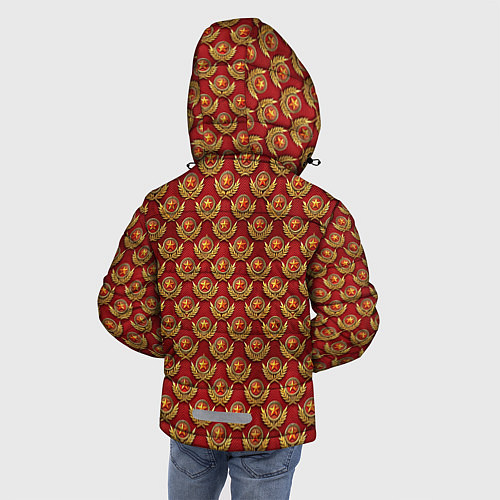 Зимняя куртка для мальчика Красные звезды СССР / 3D-Черный – фото 4