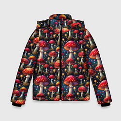 Зимняя куртка для мальчика Грибы дикие лесные мухоморы