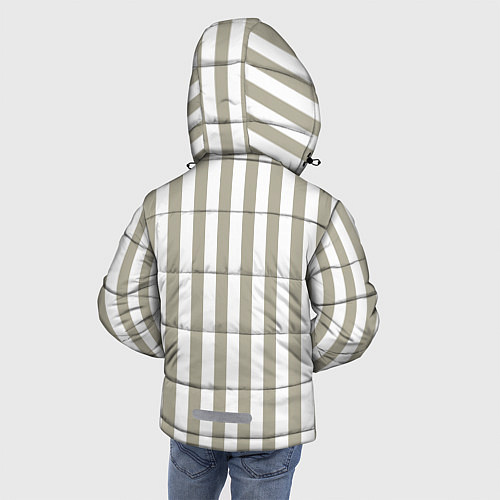 Зимняя куртка для мальчика Бежевый в широкую полоску / 3D-Черный – фото 4