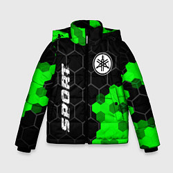 Куртка зимняя для мальчика Yamaha green sport hexagon, цвет: 3D-черный