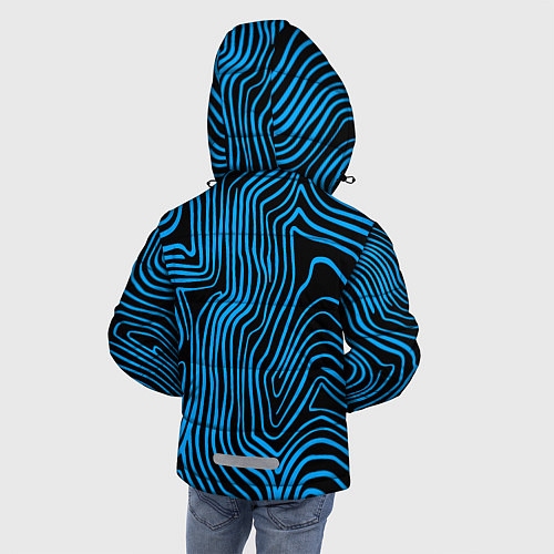 Зимняя куртка для мальчика Синие линии узор / 3D-Черный – фото 4