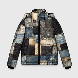 Зимняя куртка для мальчика Заплатки пэчворк на джинсе