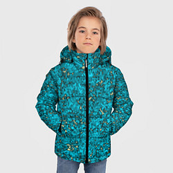 Куртка зимняя для мальчика Абстракция бирюзовый со свечением, цвет: 3D-светло-серый — фото 2
