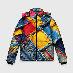 Зимняя куртка для мальчика Colorful denim patchwork - ai art