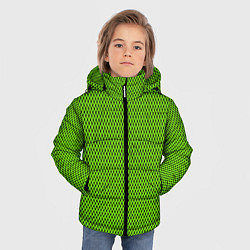 Куртка зимняя для мальчика Кислотный зелёный имитация сетки, цвет: 3D-черный — фото 2