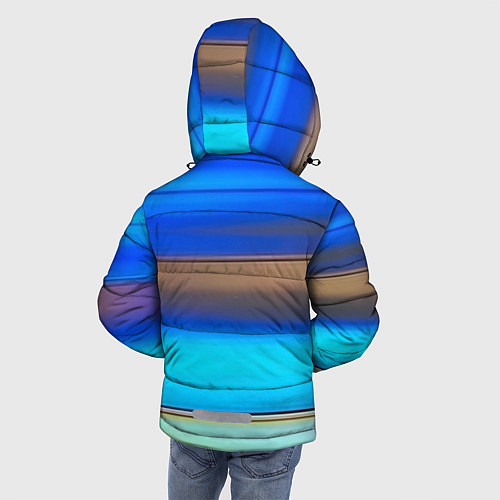 Зимняя куртка для мальчика Голубые и коричневые полосы / 3D-Черный – фото 4