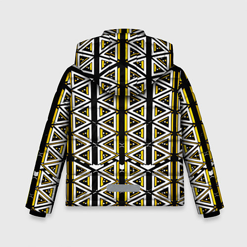 Зимняя куртка для мальчика Жёлто-белые треугольники на чёрном фоне / 3D-Светло-серый – фото 2