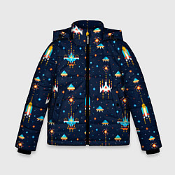 Зимняя куртка для мальчика Пиксельная космическая игра
