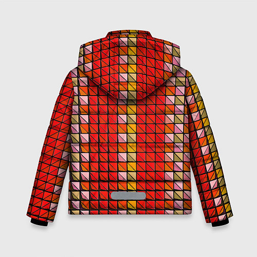 Зимняя куртка для мальчика Красные плитки / 3D-Светло-серый – фото 2